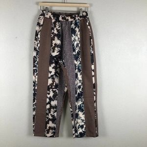 𝅺farrow Pants Cream Tan Multi Print Colorful High Rise‎ Pull On Size Medium